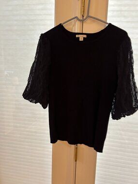 Cato Black Dress Top with Designer Sleeves-Size XL